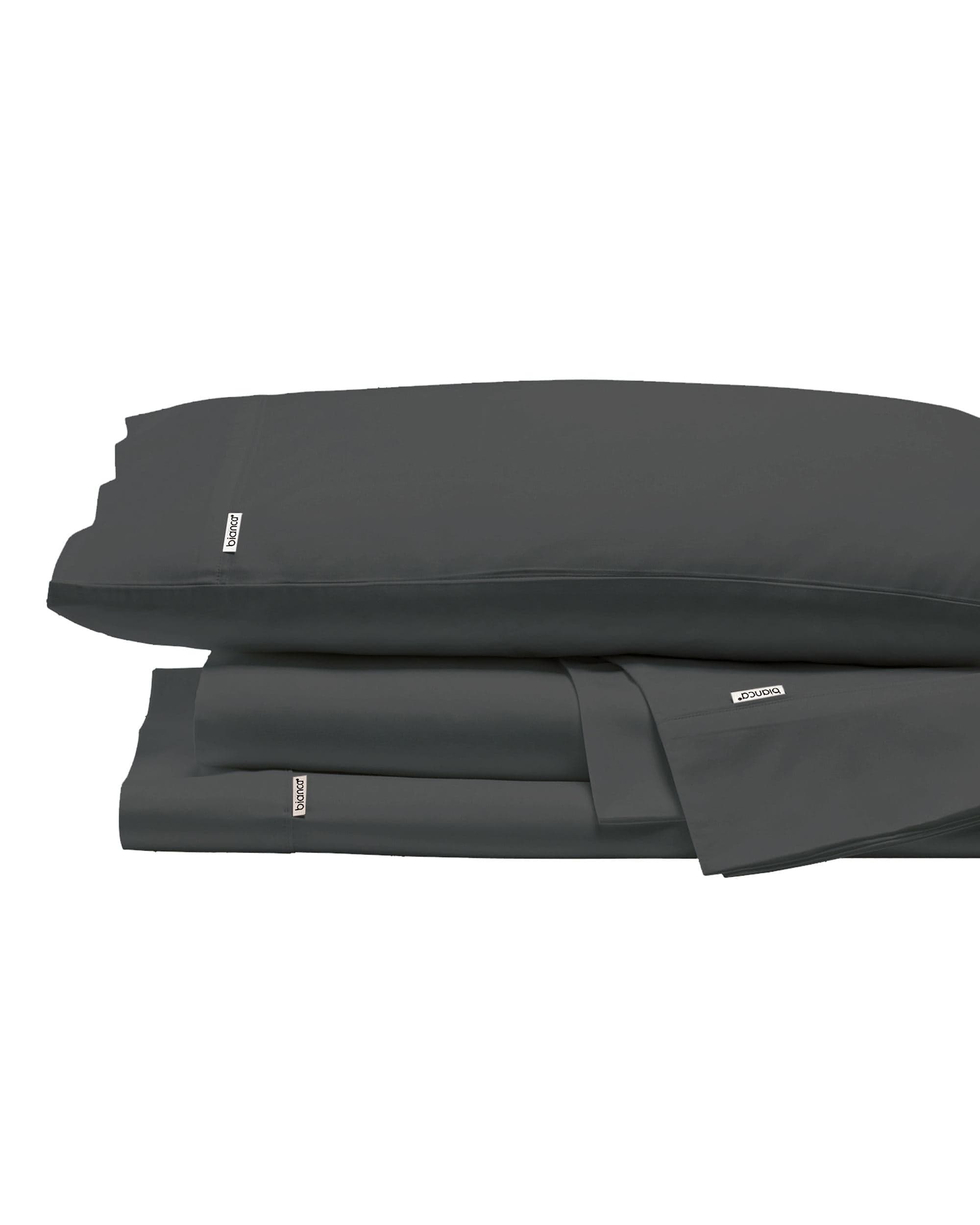 Bianca Bedding Bed Sheets Bianca KINGSTON 500 THREAD COUNT COTTON SATEEN SHEET SETS CHARCOAL