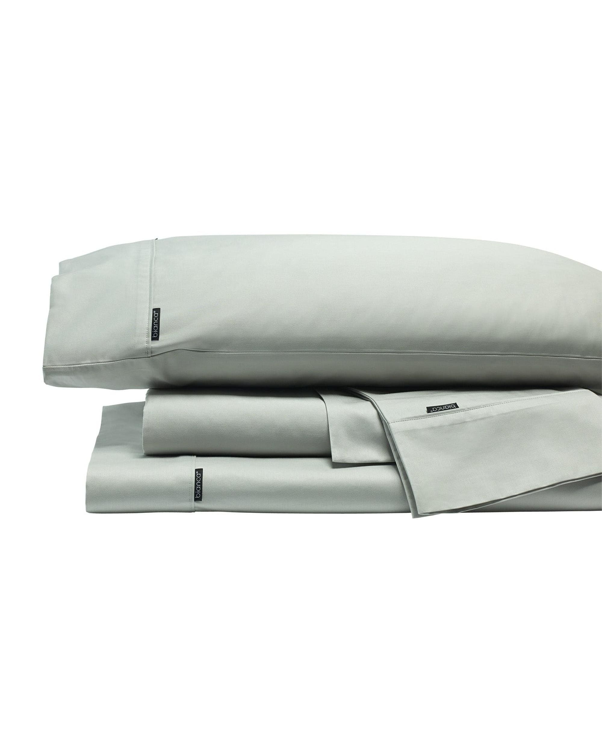 Bianca Bedding Bed Sheets Bianca KINGSTON 500 THREAD COUNT COTTON SATEEN SHEET SETS SILVER