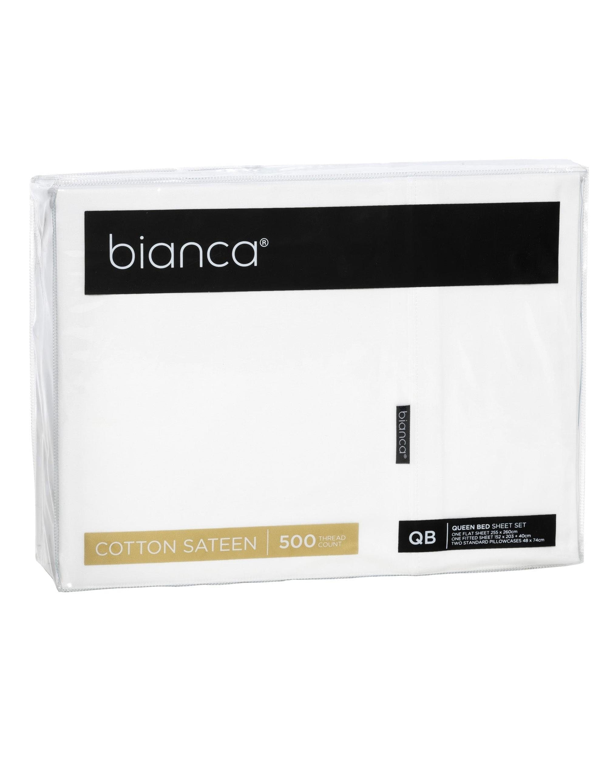 Bianca Bedding Bed Sheets Bianca KINGSTON 500 THREAD COUNT COTTON SATEEN SHEET SETS WHITE