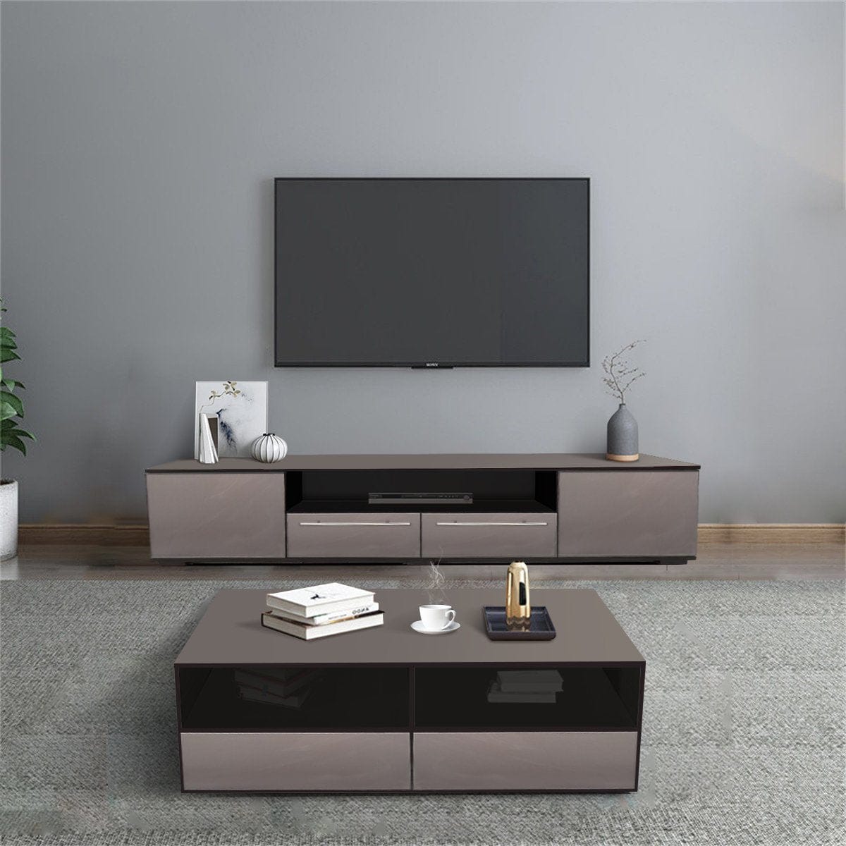 Big Bedding Australia TV Unit 2 Pieces Modern Coffee Table & TV Unit Set