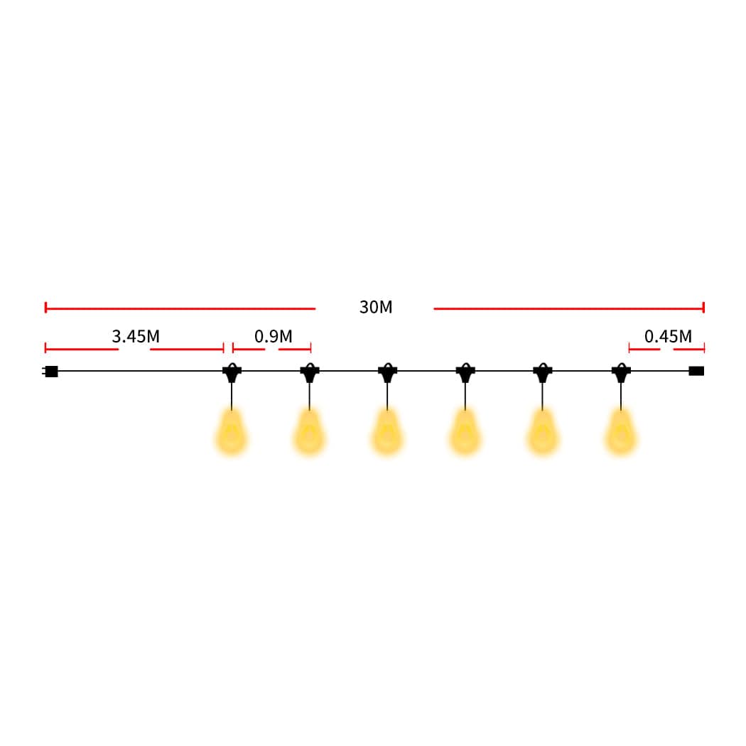 Big Bedding Australia Lamp 30M Festoon String Lights Xmas Wedding Party Waterproof Garden Outdoor
