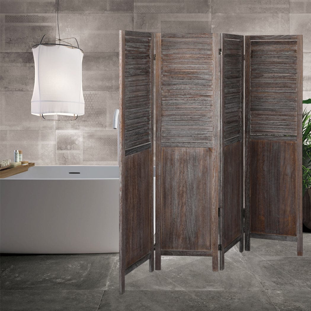 Big Bedding Australia Room Divider 4 Panel Room Divider Folding Screen Privacy Dividers Stand Wood Brown