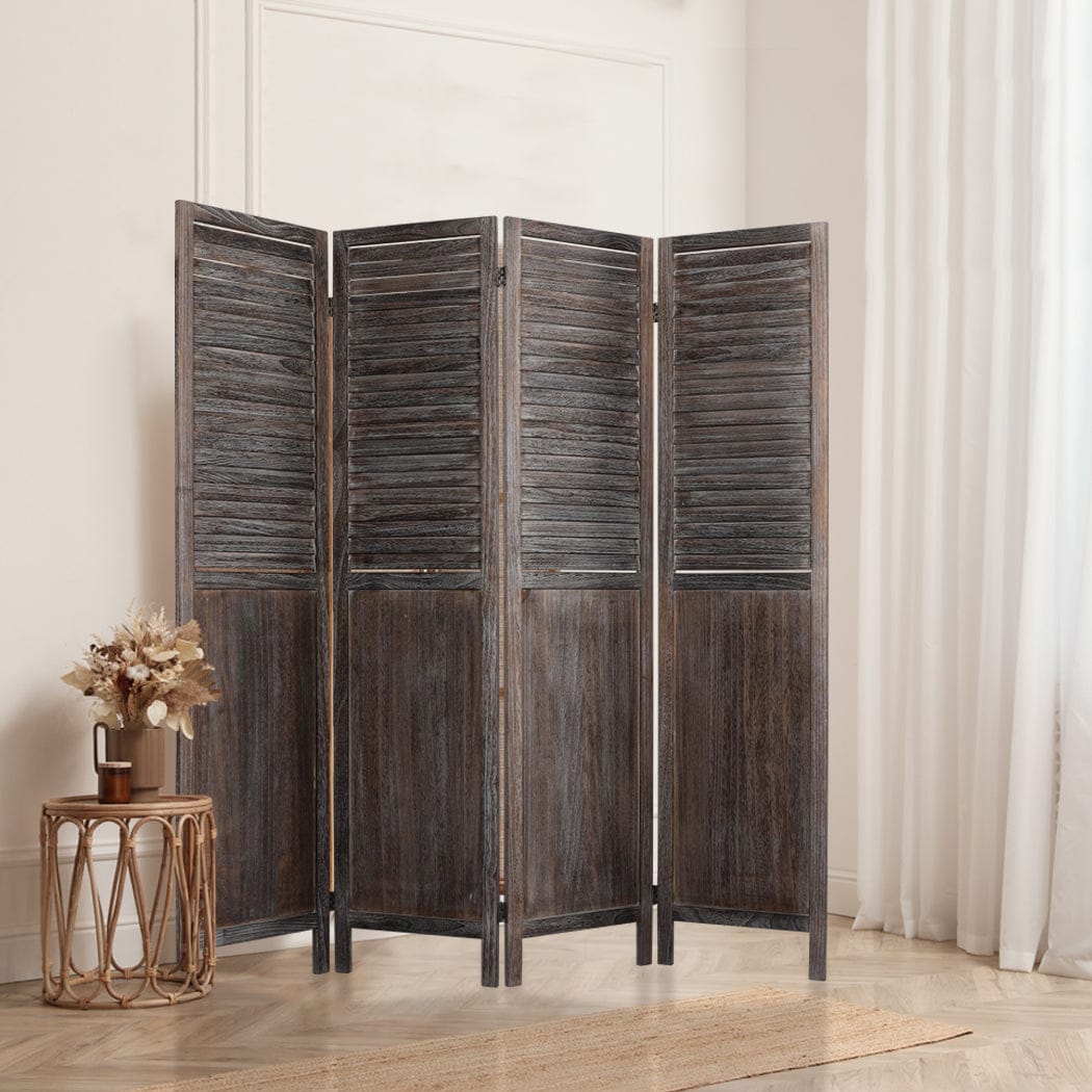 Big Bedding Australia Room Divider 4 Panel Room Divider Folding Screen Privacy Dividers Stand Wood Brown