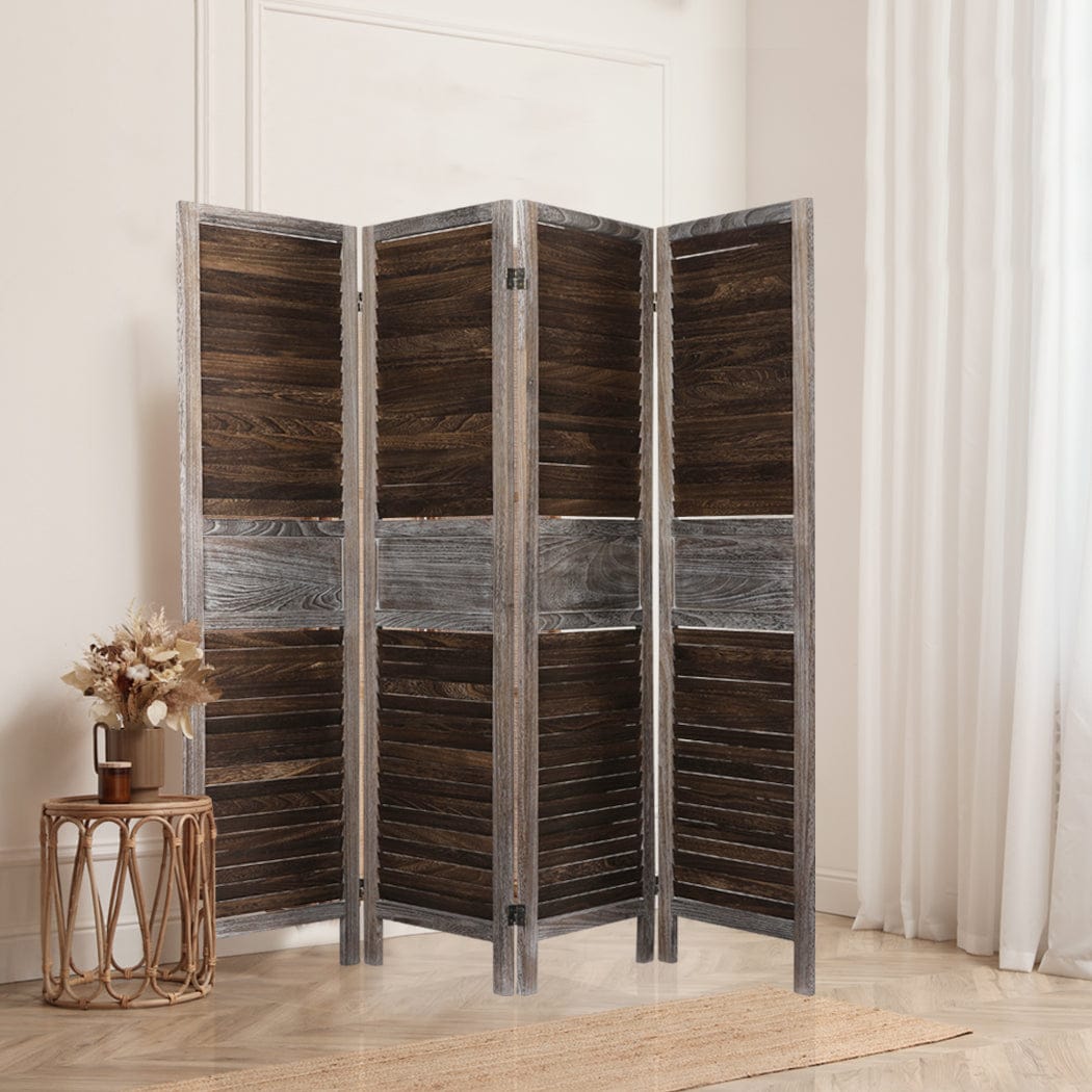 Big Bedding Australia Room Divider 4 Panel Room Divider Folding Screen Privacy Dividers Stand Wood Brown