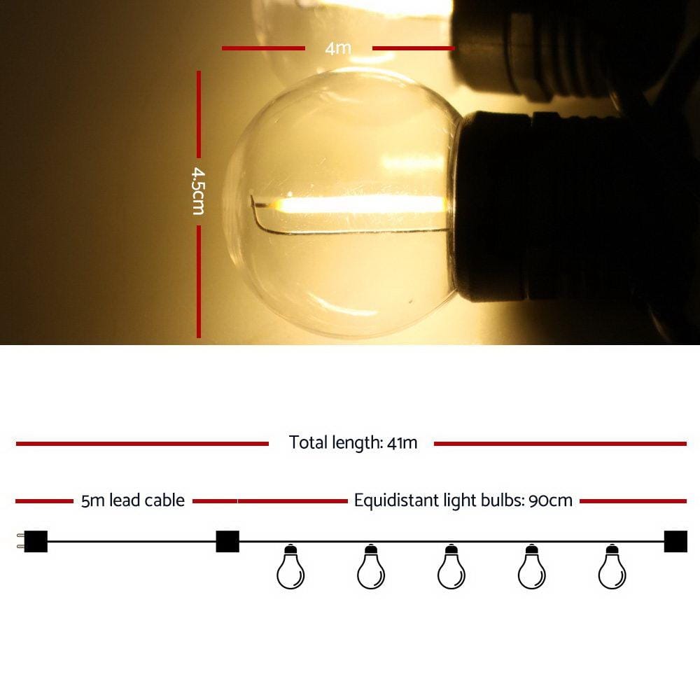Big Bedding Australia Lamp 41m LED Festoon String Lights 40 Bulbs Kits Wedding Party Christmas G45