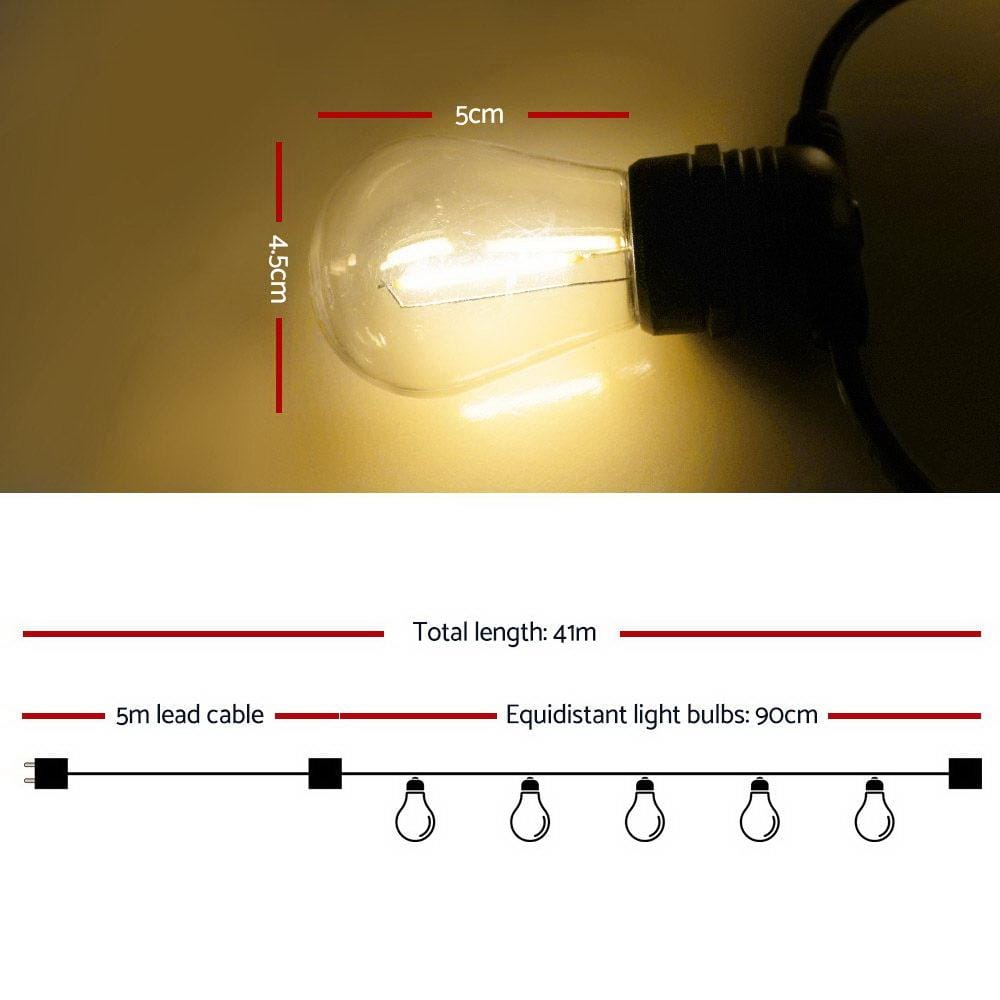 Big Bedding Australia Lamp 41m LED Festoon String Lights 40 Bulbs Kits Wedding Party Christmas S14