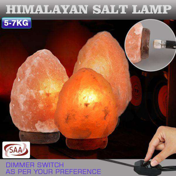 Big Bedding Australia Lamp 5-7 KG HIMALAYAN SALT LAMP ROCK CRYSTAL NATURAL LIGHT DIMMER SWITCH CORD GLOBES