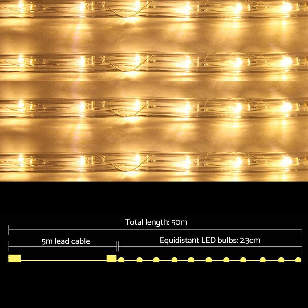 Big Bedding Australia Lamp 50M Christmas Rope Lights 1200 LED Warm White