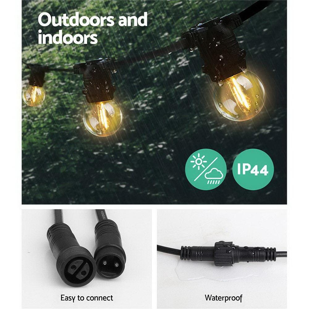 Big Bedding Australia Lamp 50m LED Festoon String Lights 50 Bulbs Kits Wedding Party Christmas G45