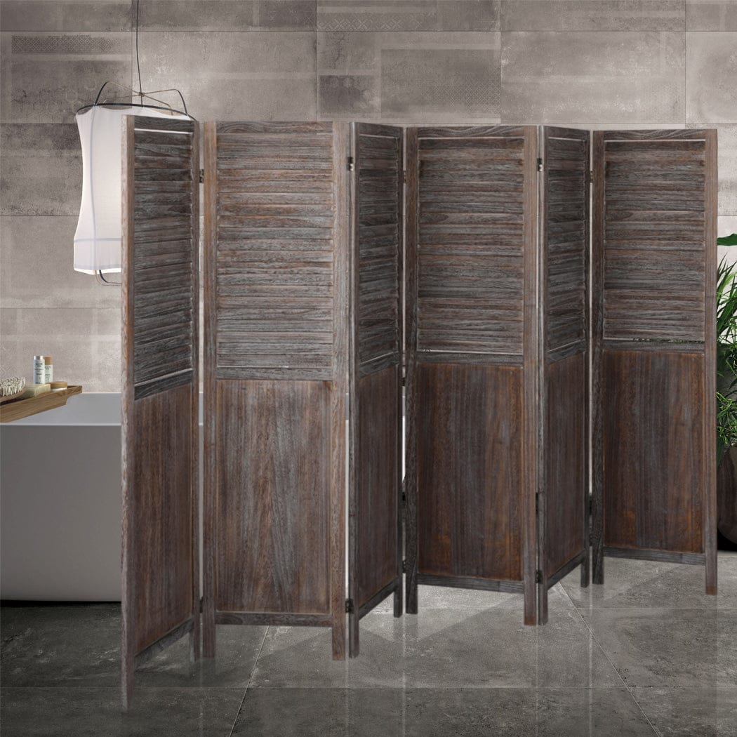 Big Bedding Australia Room Divider 6 Panel Room Divider Folding Screen Privacy Dividers Stand Wood Brown