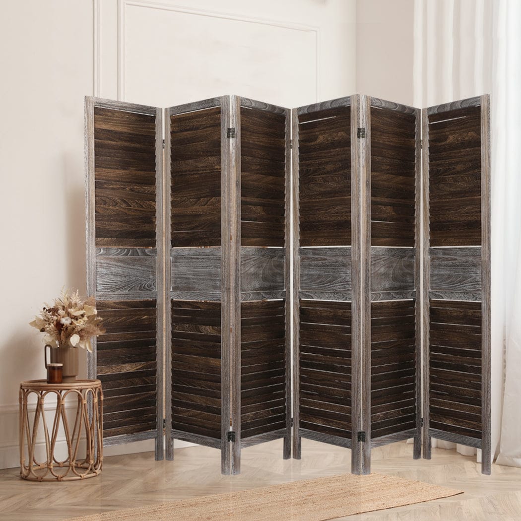 Big Bedding Australia Room Divider 6 Panel Room Divider Folding Screen Privacy Dividers Stand Wood Brown