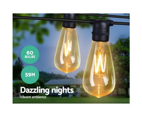 Big Bedding Australia Lamp 60PCS LED Festoon String Lights Wedding Christmas Outdoor