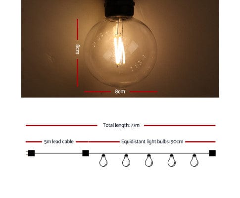 Big Bedding Australia Lamp 77m LED Festoon Lights Sting Lighting Kits Wedding Outdoor Party