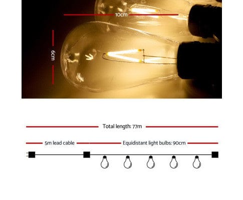 Big Bedding Australia Lamp 80PCS LED Festoon String Lights Wedding Christmas Outdoor