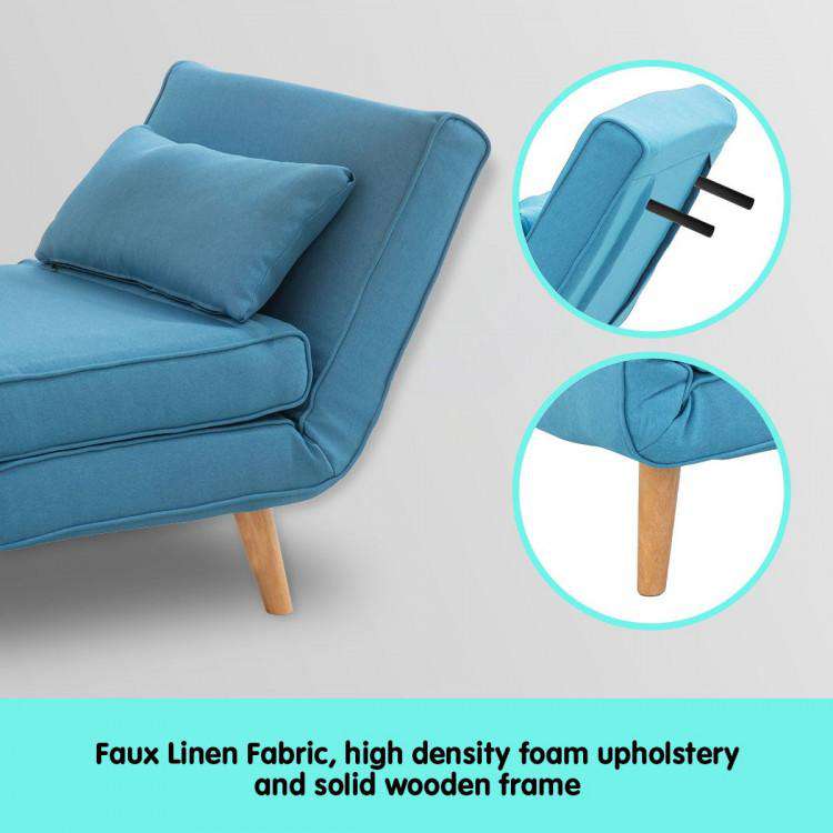 Big Bedding Australia Sofa ADJUSTABLE CORNER SOFA SINGLE SEATER LOUNGE LINEN BED SEAT - BLUE