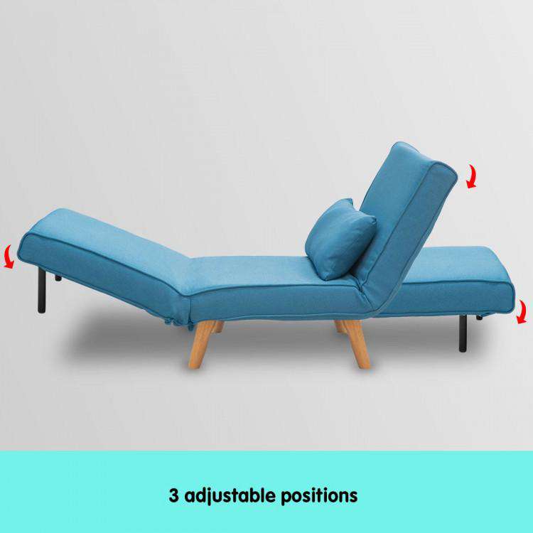 Big Bedding Australia Sofa ADJUSTABLE CORNER SOFA SINGLE SEATER LOUNGE LINEN BED SEAT - BLUE