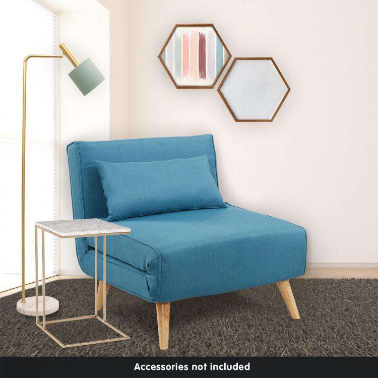 Big Bedding Australia Sofa ADJUSTABLE CORNER SOFA SINGLE SEATER LOUNGE LINEN BED SEAT - BLUE