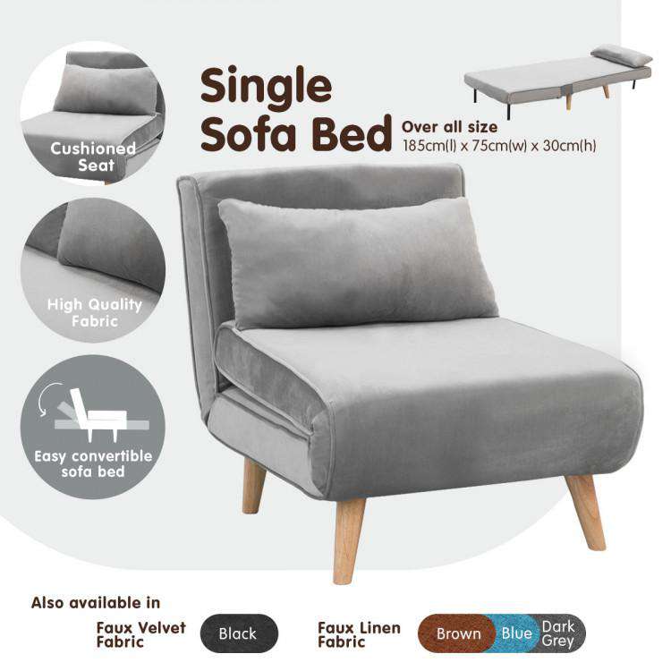 Big Bedding Australia Sofa ADJUSTABLE CORNER SOFA SINGLE SEATER LOUNGE LINEN BED SEAT - LIGHT GREY