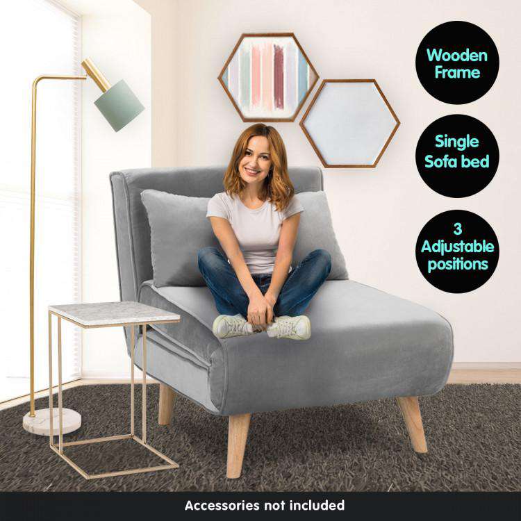 Big Bedding Australia Sofa ADJUSTABLE CORNER SOFA SINGLE SEATER LOUNGE LINEN BED SEAT - LIGHT GREY