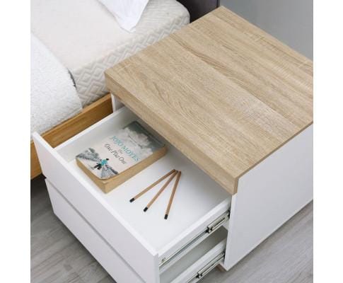 Big Bedding Australia Bedside Table Ashley Coastal White Wooden Bedside Table with Drawers Cabinet