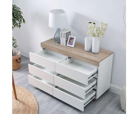 Big Bedding Australia Chest of Drawers Ashley Coastal White Wooden Chest of 6 Drawers Cabinet