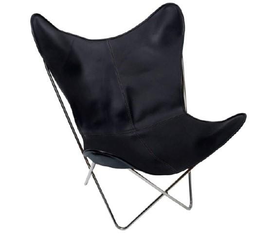 Big Bedding Australia Accent Chair Ava Leather Butterfly Chair CHARCOAL