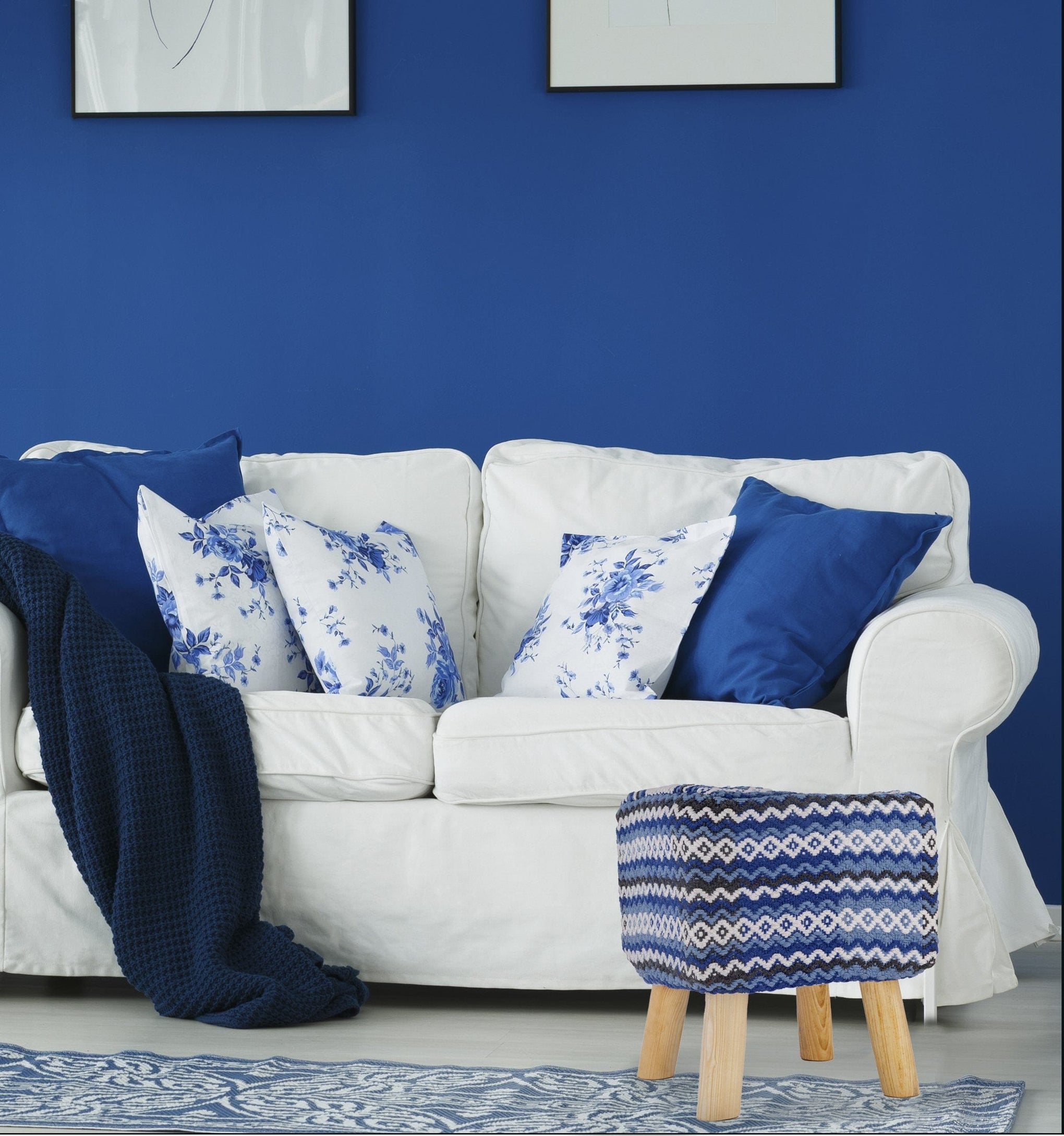 Big Bedding Australia Accent Chair Ava Stool BLUE IVORY