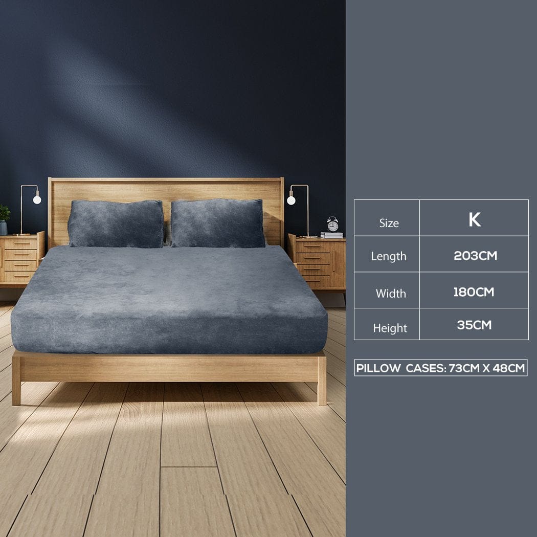 Big Bedding Australia Bed Sheets Bedding Set Ultrasoft Fitted Bed Sheet with Pillowcases Dark Grey King