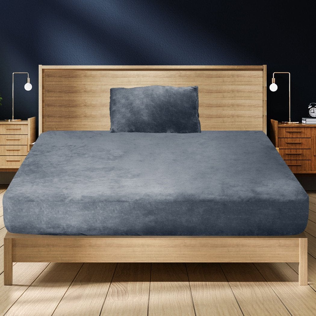 Big Bedding Australia Bed Sheets Bedding Set Ultrasoft Fitted Bed Sheet with Pillowcases Dark Grey King Single