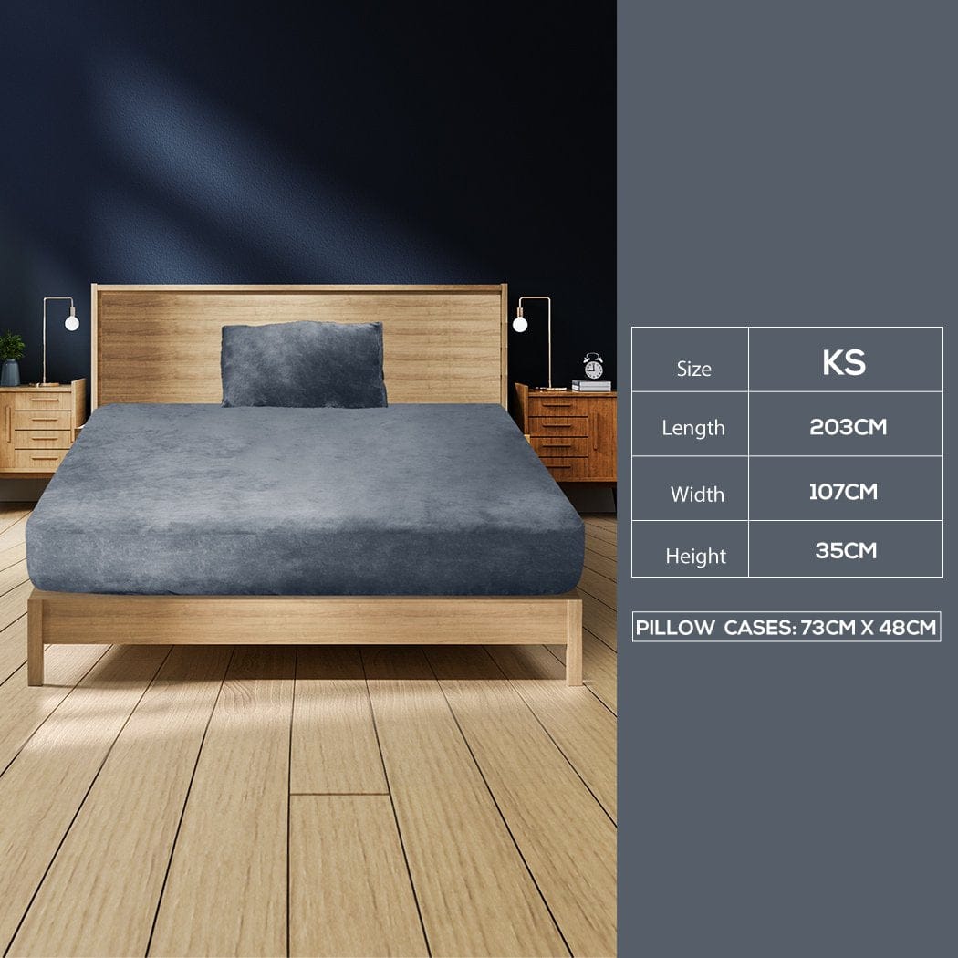 Big Bedding Australia Bed Sheets Bedding Set Ultrasoft Fitted Bed Sheet with Pillowcases Dark Grey King Single