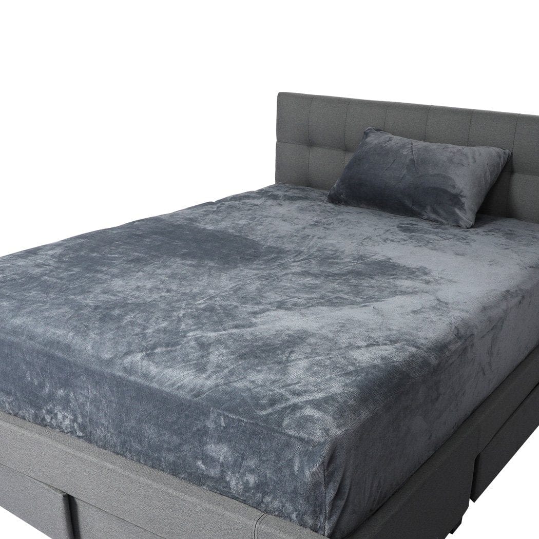 Big Bedding Australia Bed Sheets Bedding Set Ultrasoft Fitted Bed Sheet with Pillowcases Dark Grey King Single