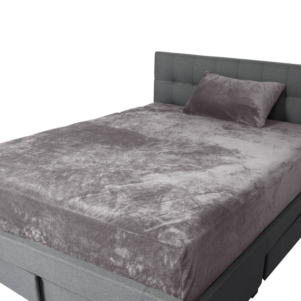 Big Bedding Australia Bed Sheets Bedding Set Ultrasoft Fitted Bed Sheet with Pillowcases Silver Grey King Single