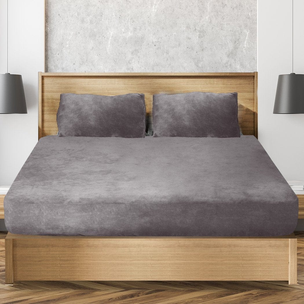 Big Bedding Australia Bed Sheets Bedding Set Ultrasoft Fitted Bed Sheet with Pillowcases Silver Grey Queen