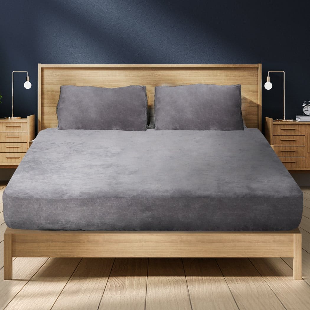 Big Bedding Australia Bed Sheets Bedding Set Ultrasoft Fitted Bed Sheet with Pillowcases Silver Grey Queen