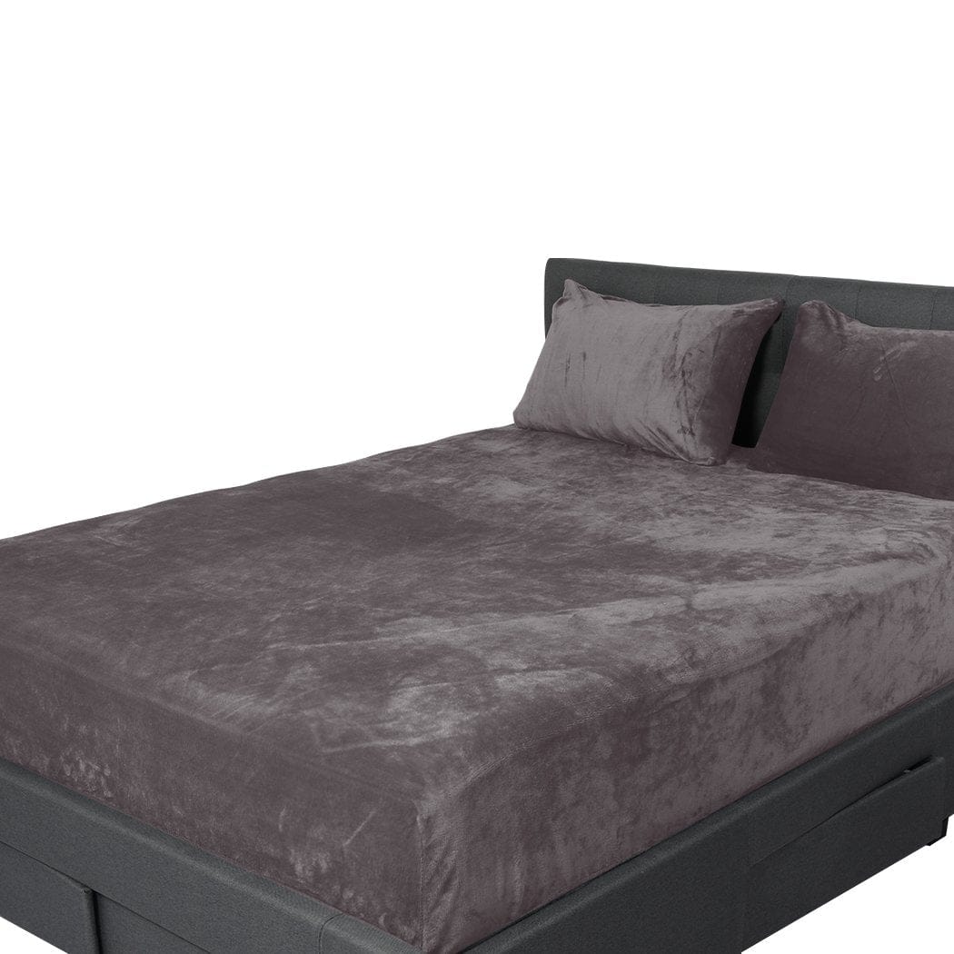 Big Bedding Australia Bed Sheets Bedding Set Ultrasoft Fitted Bed Sheet with Pillowcases Silver Grey Queen