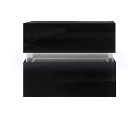 Big Bedding Australia Bedside Table Bedside Table 2 Drawers RGB LED Side Nightstand High Gloss Cabinet Black