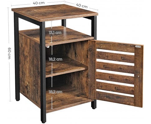 Big Bedding Australia Bedside Table Bedside Table with 2 Adjustable Shelves Steel Frame 40 x 40 x 60 cm Rustic Brown and Black