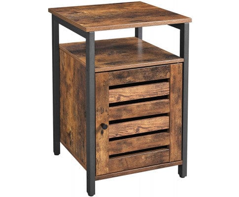 Big Bedding Australia Bedside Table Bedside Table with 2 Adjustable Shelves Steel Frame 40 x 40 x 60 cm Rustic Brown and Black