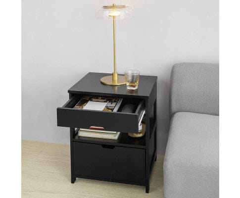 Big Bedding Australia Bedside Table Black Bedside Table with 2 Drawers