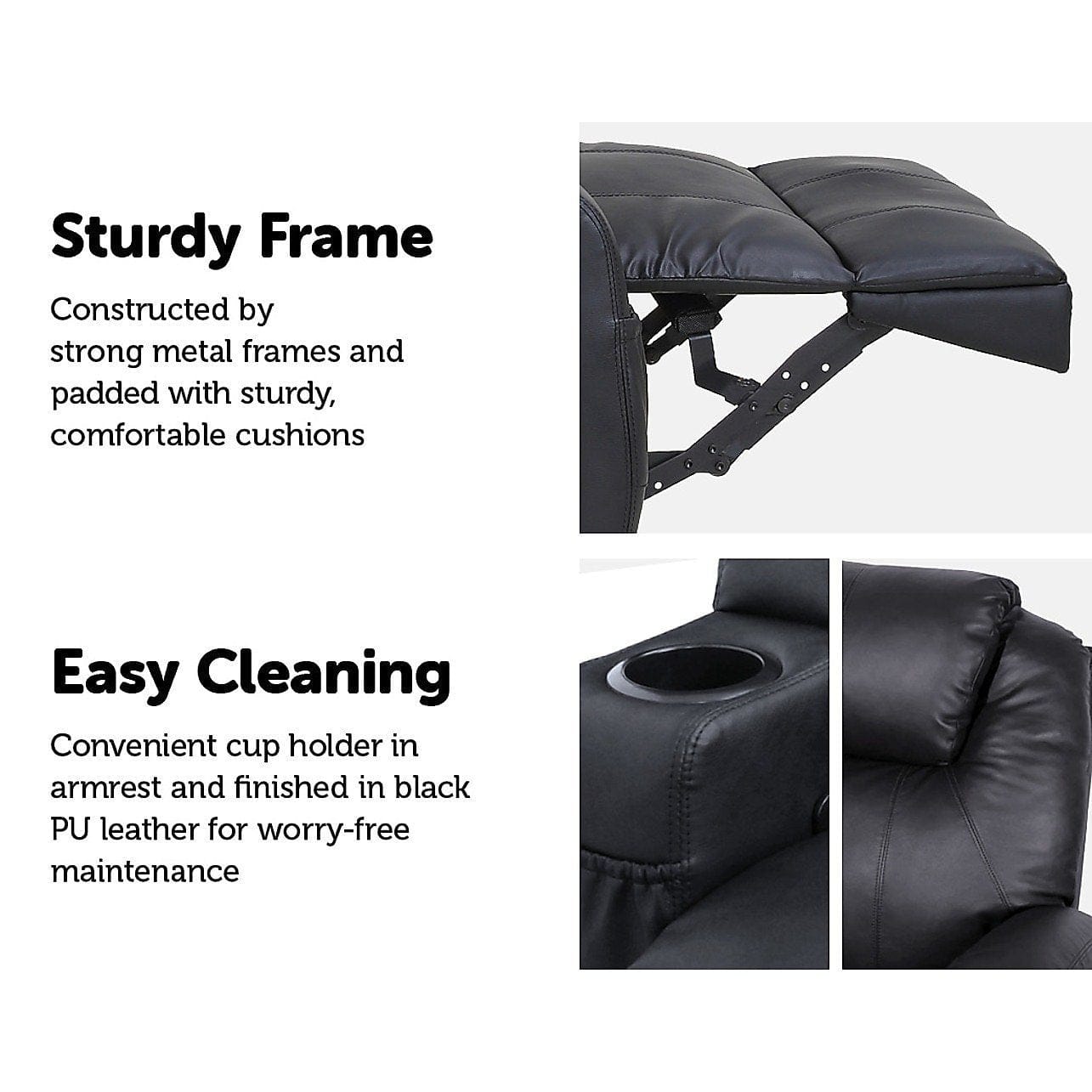 Big Bedding Australia Massage Chair Black Massage Sofa Chair Recliner 360 Degree Swivel PU Leather Lounge 8 Point Heated