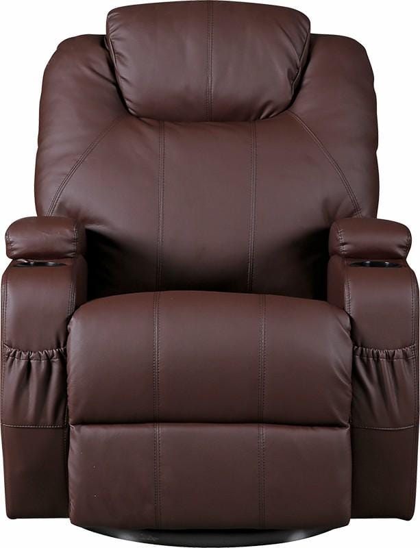 Big Bedding Australia Massage Chair Brown Massage Sofa Chair Recliner 360 Degree Swivel PU Leather Lounge 8 Point Heated