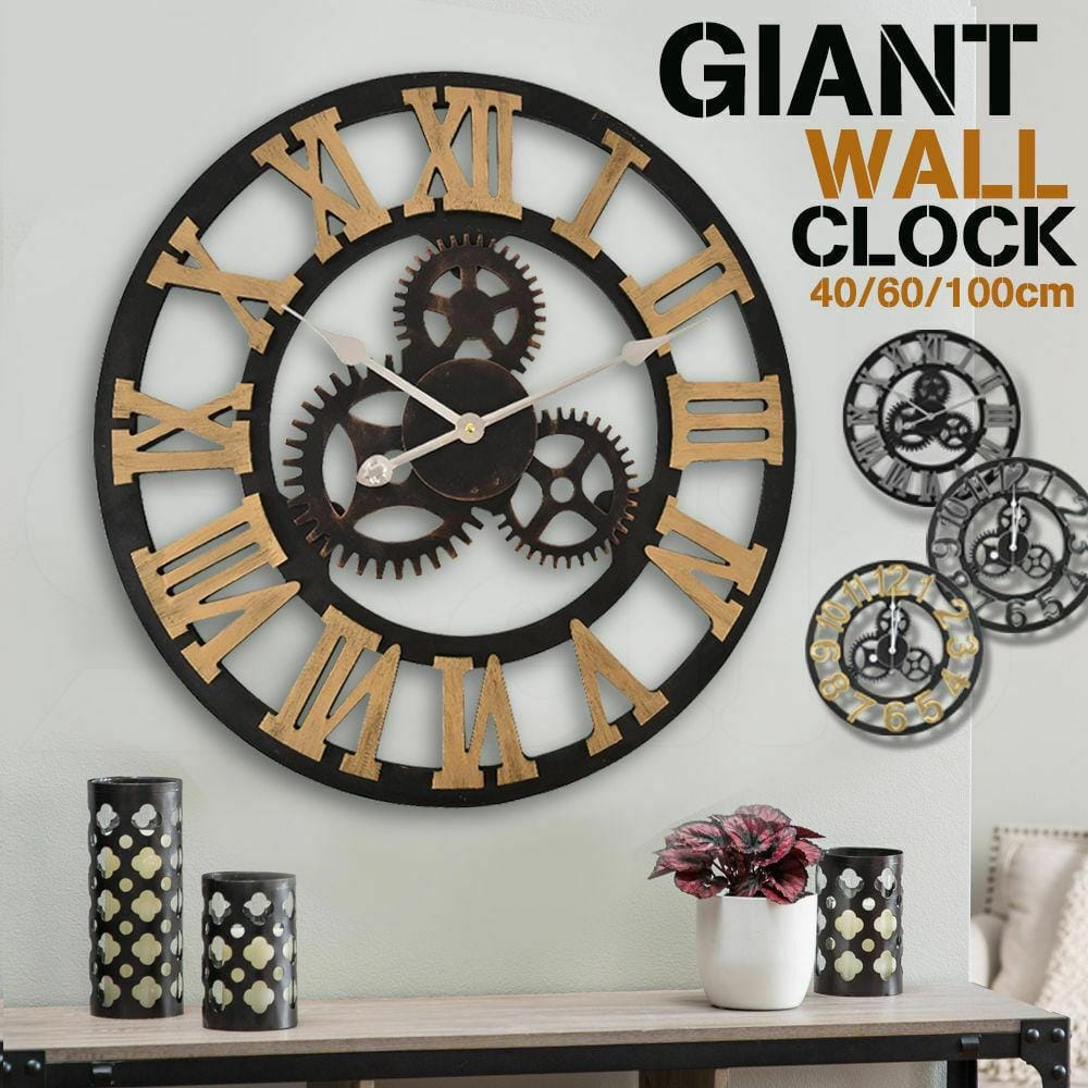 Big Bedding Australia Clock Chic Large Art Wall Clock Rustic Iron Metal Vintage Industrial luxury French