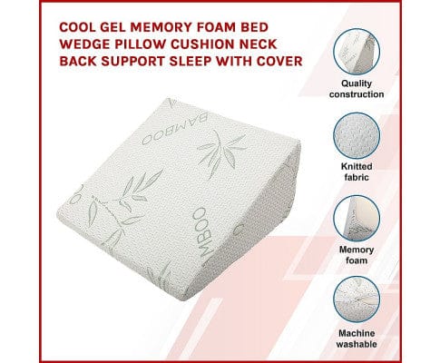 Big Bedding Australia Pillows/Cushions Cool Gel Memory Foam Bed Wedge Pillow Cushion Neck Back Support Sleep with Cover