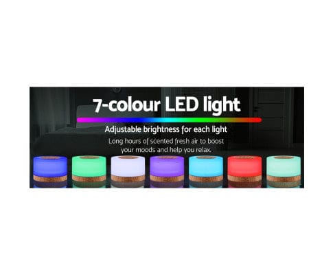 Big Bedding Australia Diffuser Diffuser Aromatherapy LED Night Light Air Humidifier Purifier Round Light Wood Grain 500ml Remote Control