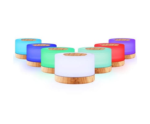 Big Bedding Australia Diffuser Diffuser Aromatherapy LED Night Light Air Humidifier Purifier Round Light Wood Grain 500ml Remote Control