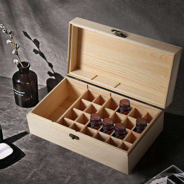 Big Bedding Australia Diffuser Accessories ESSENTIAL OIL STORAGE BOX WOODEN 25 SLOTS AROMATHERAPY CONTAINER ORGANISER