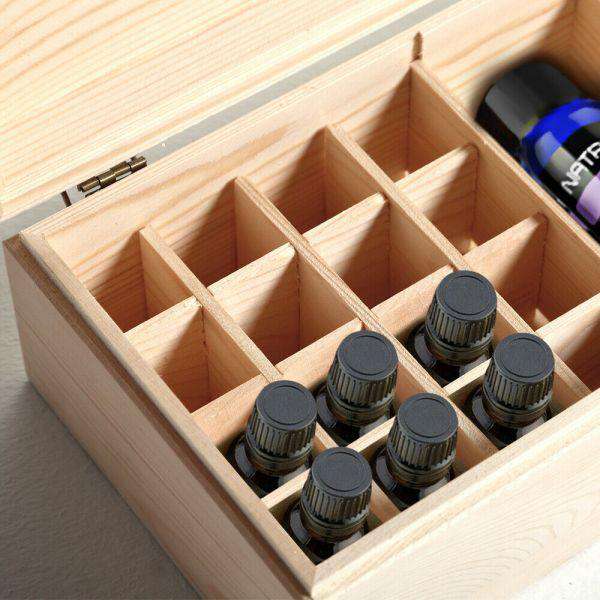 Big Bedding Australia Diffuser Accessories ESSENTIAL OIL STORAGE BOX WOODEN 25 SLOTS AROMATHERAPY CONTAINER ORGANISER