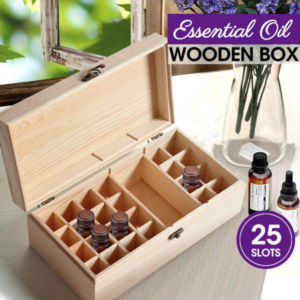 Big Bedding Australia Diffuser Accessories ESSENTIAL OIL STORAGE BOX WOODEN 25 SLOTS AROMATHERAPY CONTAINER ORGANISER