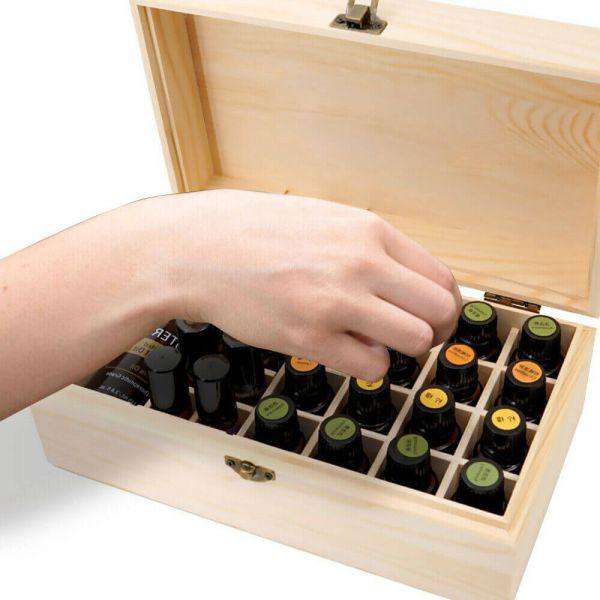 Big Bedding Australia Diffuser Accessories ESSENTIAL OIL STORAGE BOX WOODEN 25 SLOTS AROMATHERAPY CONTAINER ORGANISER
