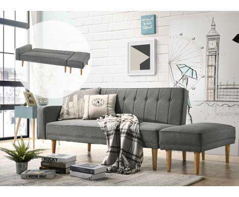 Big Bedding Australia Sofa Fabric Sofa Bed with Ottoman - Light Grey